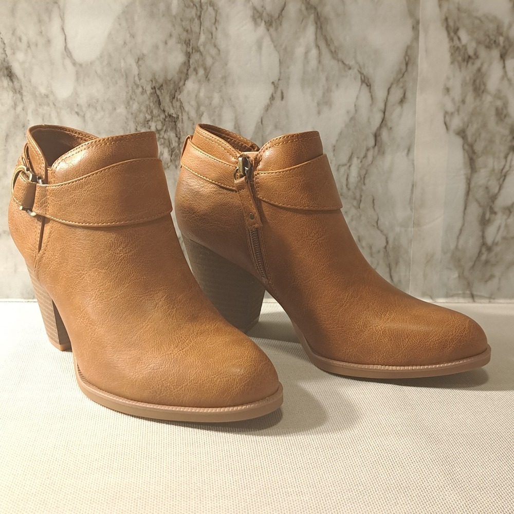 Dr. Scholl's Shoes Women's Ankle Boots Honey Brown Zipper On The Side Size 7 1/2
